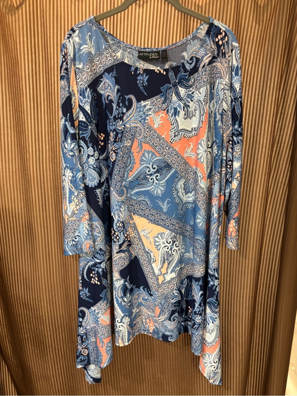 Attitudes by Renee Navy Blue and Peach Floral Top